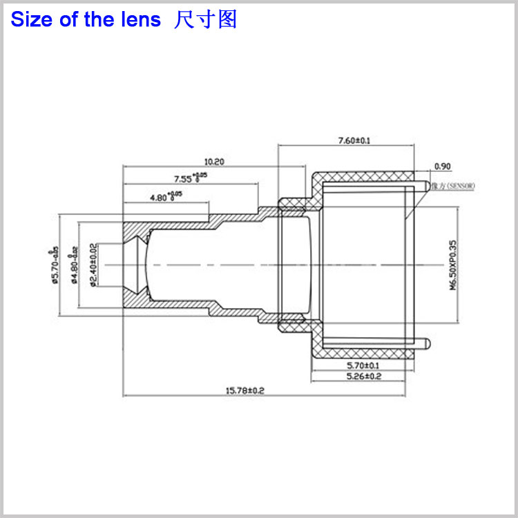 M6.5*0.35接口11.8mm長(cháng)焦距CMOS機鏡頭1/1.8“可用 對角39度 用于科學(xué)檢測掃描儀內窺鏡迷你攝像頭微型攝像機通用光學(xué)鏡頭放大
