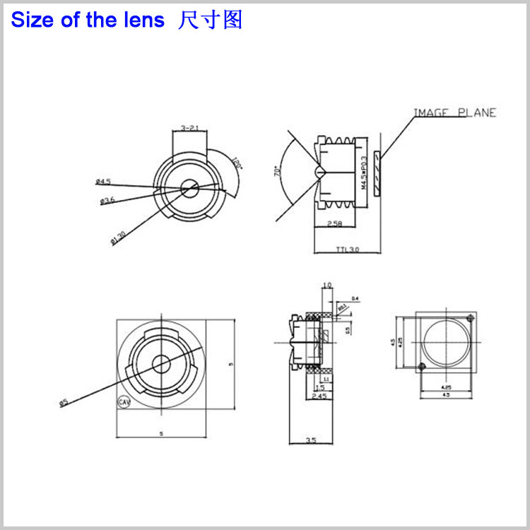 M4.5鏡頭2.9mm焦距廣角鏡頭OV2740 1/6“芯片可達70度視角 內窺鏡迷你攝像頭通用鏡頭人臉識別面部掃碼