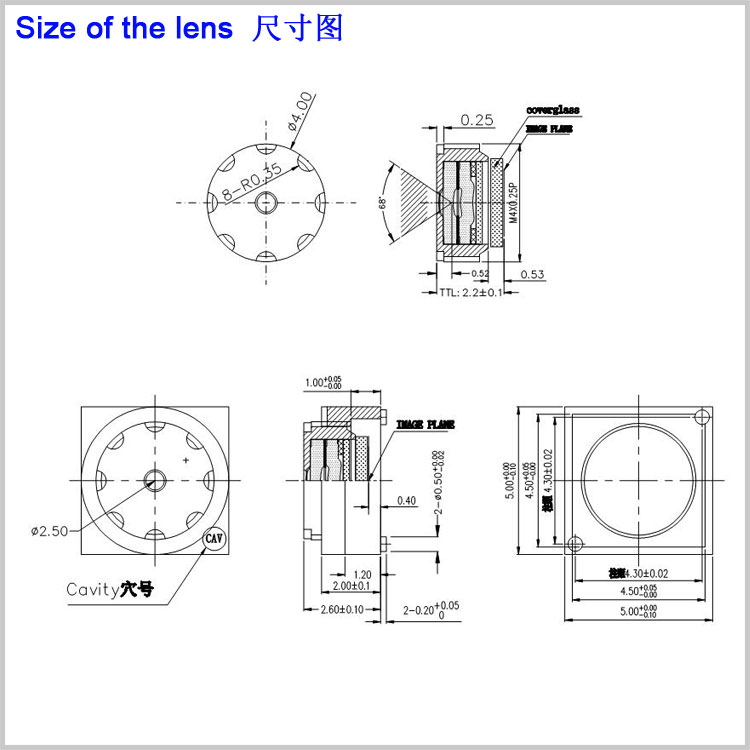 M4規格 1.7mm焦距內窺鏡頭 小孔微型鏡頭 迷你攝像頭專(zhuān)用1/8