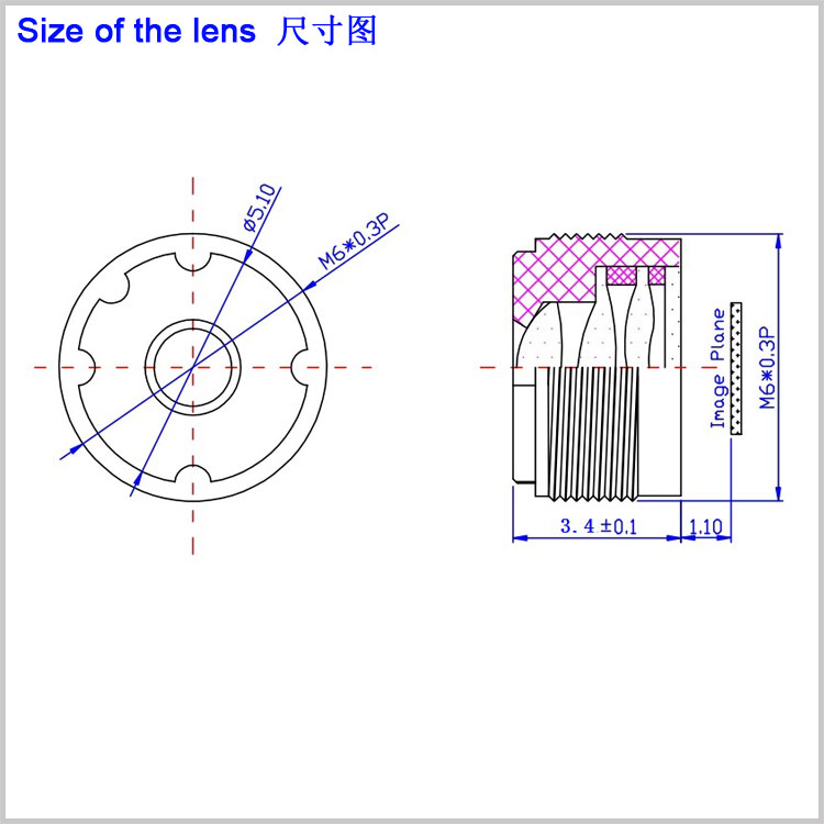 M6*0.3接口3.2mm高清大廣角手機鏡頭1/4