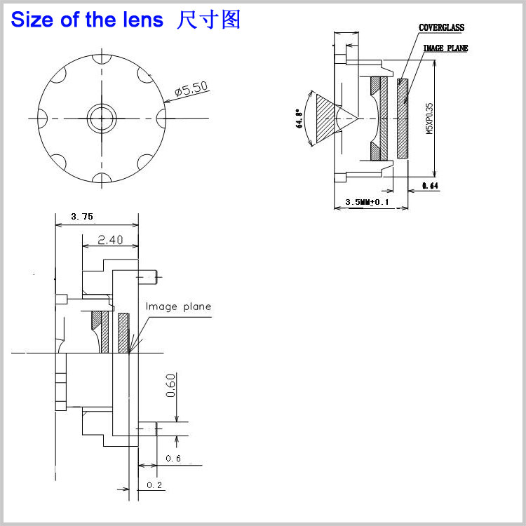 M5x0.35接口2.7mm焦距鏡頭掃碼鏡頭廣角58度 手機鏡頭 掃描鏡頭 識別鏡頭 靶槍鏡頭 高清5MP支付鏡頭 1/6”配6x6mm底座