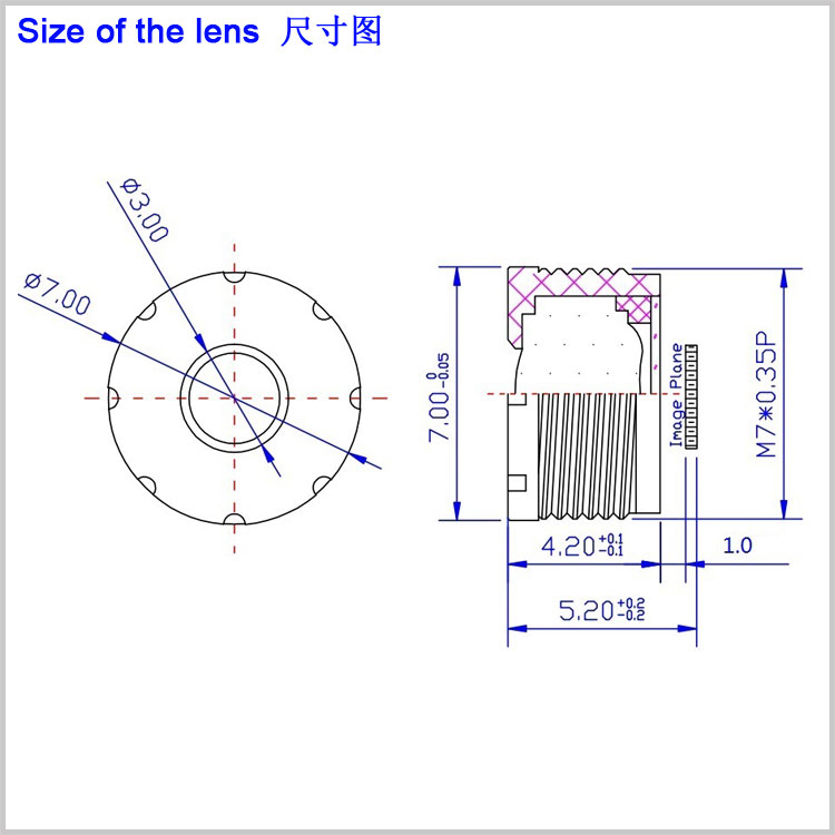 M7*0.35接口3.6mm小鏡頭 矮款低總長(cháng)薄身小孔手機鏡頭 單板機CCD 彩色黑白攝像頭通用 高清5MP 500萬(wàn)像素掃碼掃臉鏡頭1/4
