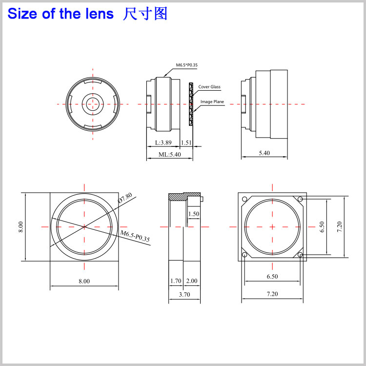 M6.5*0.35規格 3.2mm焦距1/4